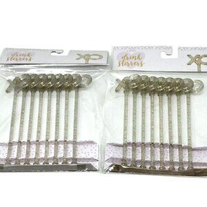 Set of 2 XO Glitter Drink Stirrers Valentine Cocktail Swizzle Sticks Barware